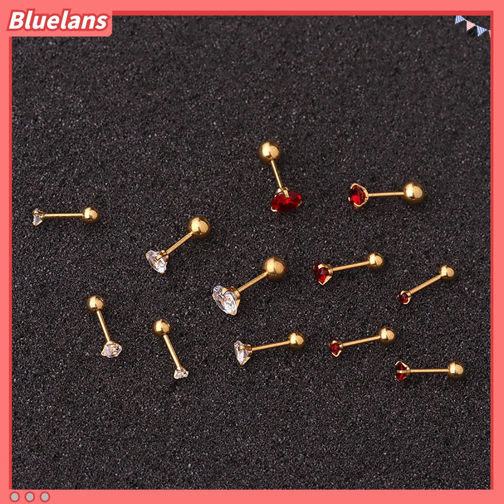 1 Pc Anting Stud Cubic Zirconia Warna-Warni Untuk Wanita