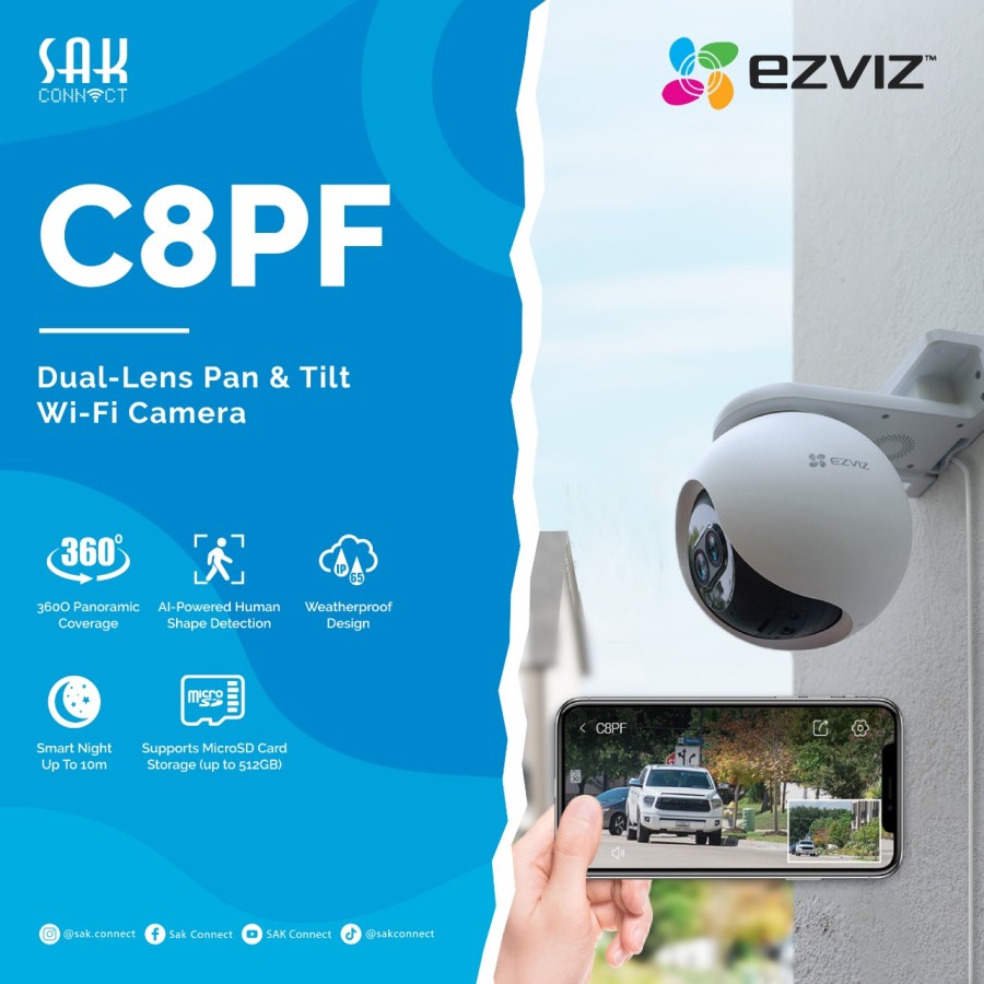 Ezviz C8PF Dual-Lens 4 x Zoom Pan &amp; Tilt Wi-Fi Zoom Ip Camera