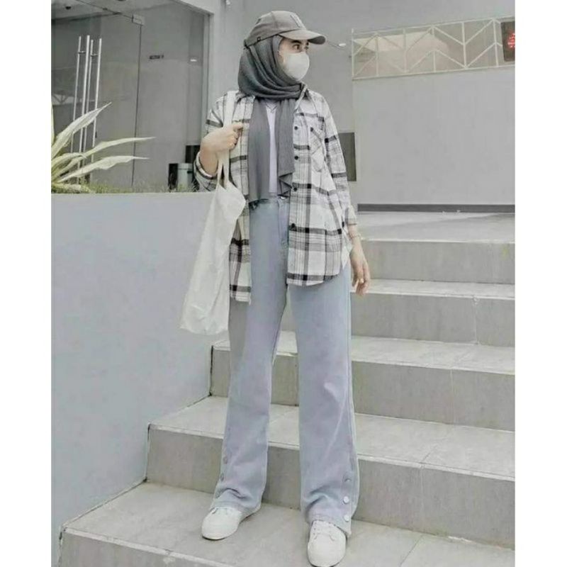 kemeja flanel wanita lengan panjang flanel wanita