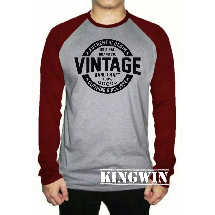 Kaos Raglan Lengan Panjang /Kaos Raglan Pria,Wanita/Kaos Murah/ VINTAGE