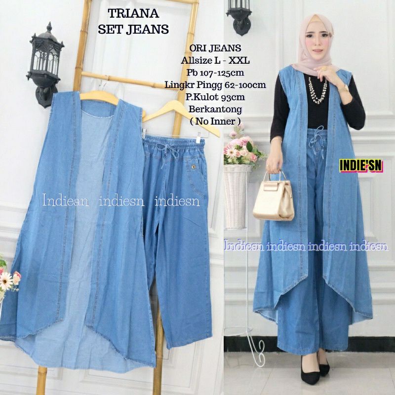 TRIANA SET JEANS HIGH QUALITY ALL SIZE SET WANITA ONE SET-BB 45-65