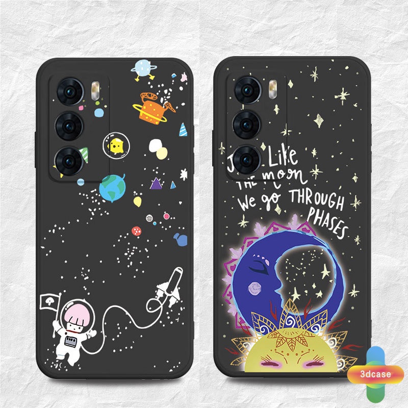 Case HP OPPO A15 A54 A5S A3S A16 A95 A7 A5 A9 A31 A53 2020 A12 A1K A55 A36 A76 A96 Reno 5 4 5F 4F 6 7 A57 A74 A15S A52 A11K A92 A35 A11 A93 A32 A72 A94 A53S F17 PRO A16S A12S A12E A33 Y20 Y12 5 5i C3 C25 C12 A12 Cute Moon Pattern Anti-fall Case