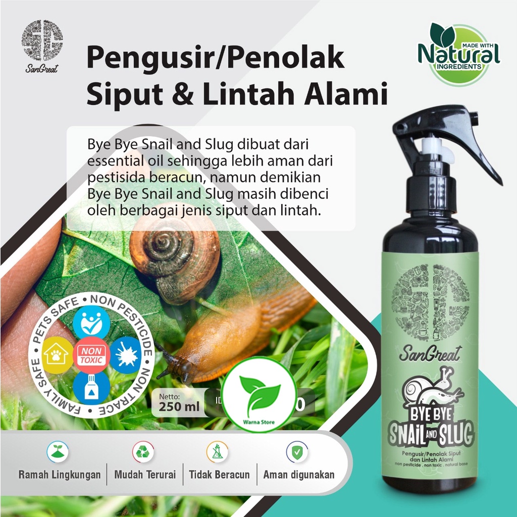 Cairan Pengusir Pembasmi Siput Bekicot Keong Lintah SanGreat Bye Bye Snail &amp; Slug alami efektif 250 ml