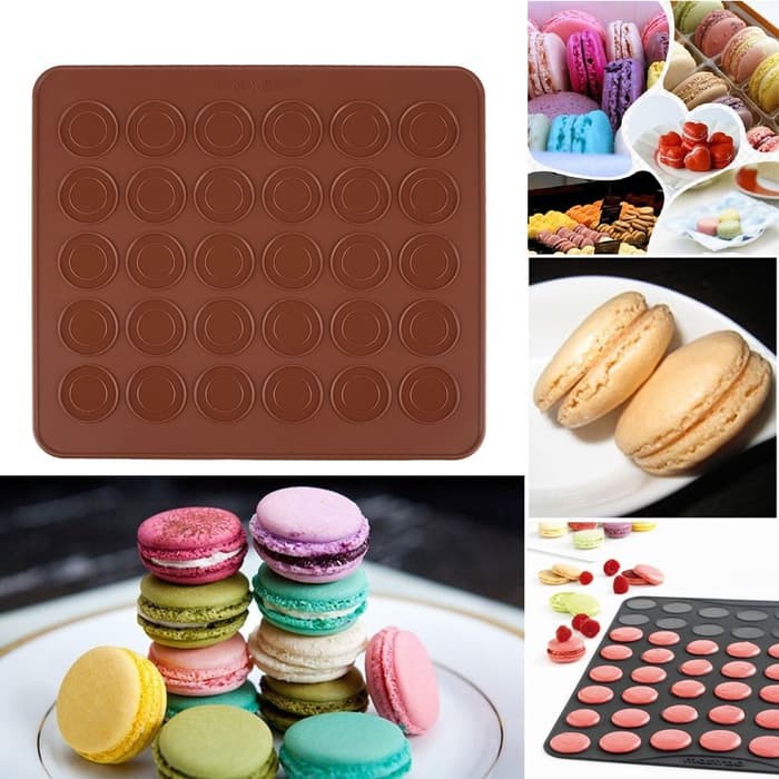 Matras macarone silicone, matras silicone macarone, matras kue cookies bulat, matras silikon import