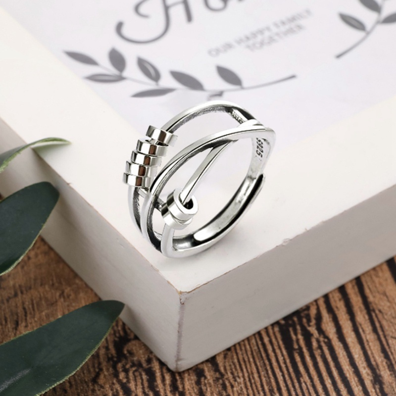 Fancyqube Cincin Spinner Anti Cemas Bahan Sterling Silver S925 Dapat Disesuaikan Untuk Pria Dan Wanita