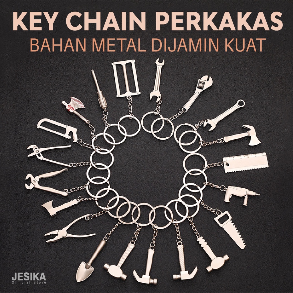 Gantungan kunci perkakas key chain unik bentuk kunci inggris geraji kapak lucu