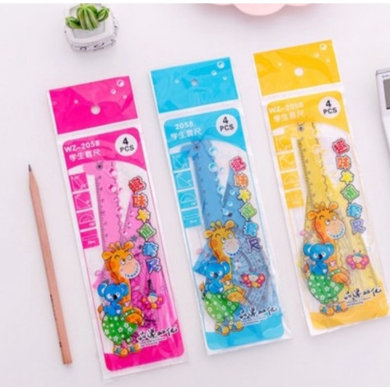 

[YSSHOP] Penggaris Anak Motif Jerapah Set 4in1