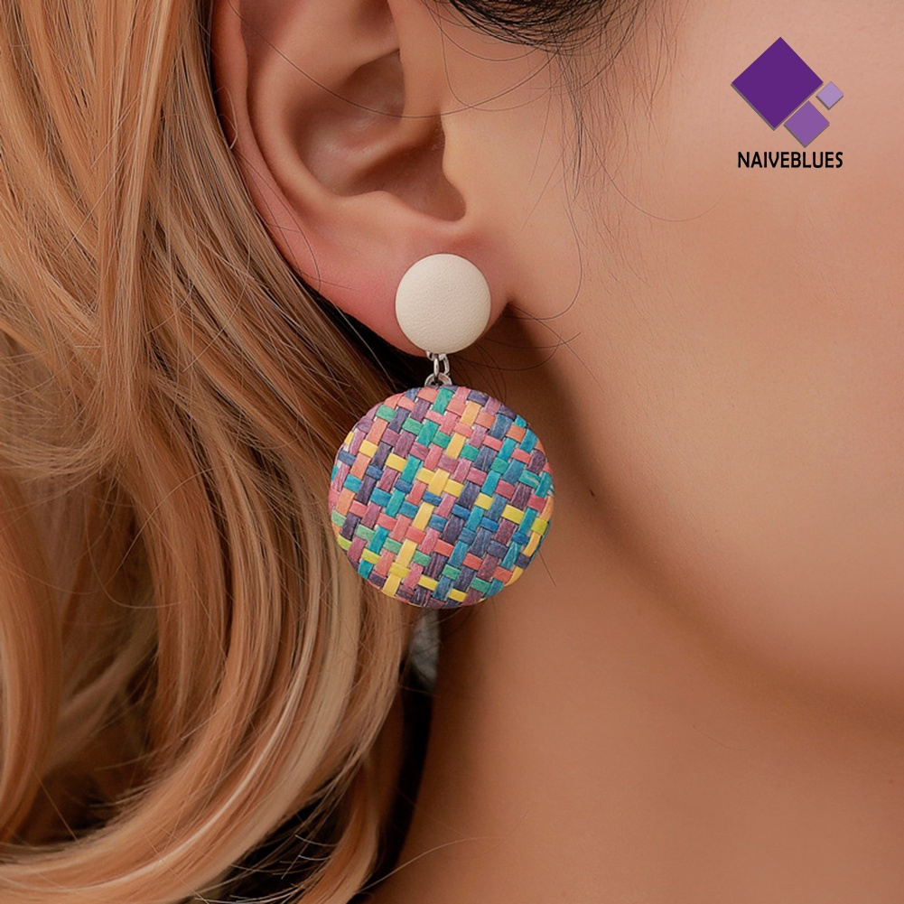 Anting Stud Bentuk Bulat Geometris Gaya Boho Untuk Wanita