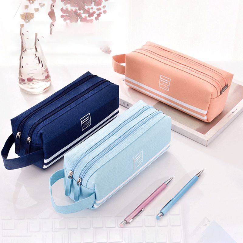 

Free Ongkir ya Double Zipper Large Pencil Case Kawaii School Pencilcase Pen Bag Box for Girls Gifts