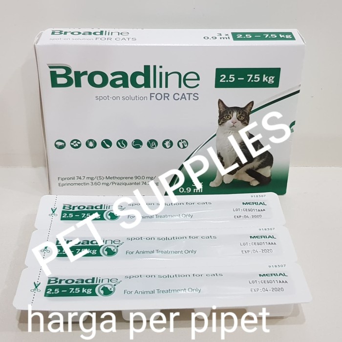 Obat Kutu Dan Scabies Kucing Ampuh Dan Komplit, Broadline, 2.5-7.5 Kg