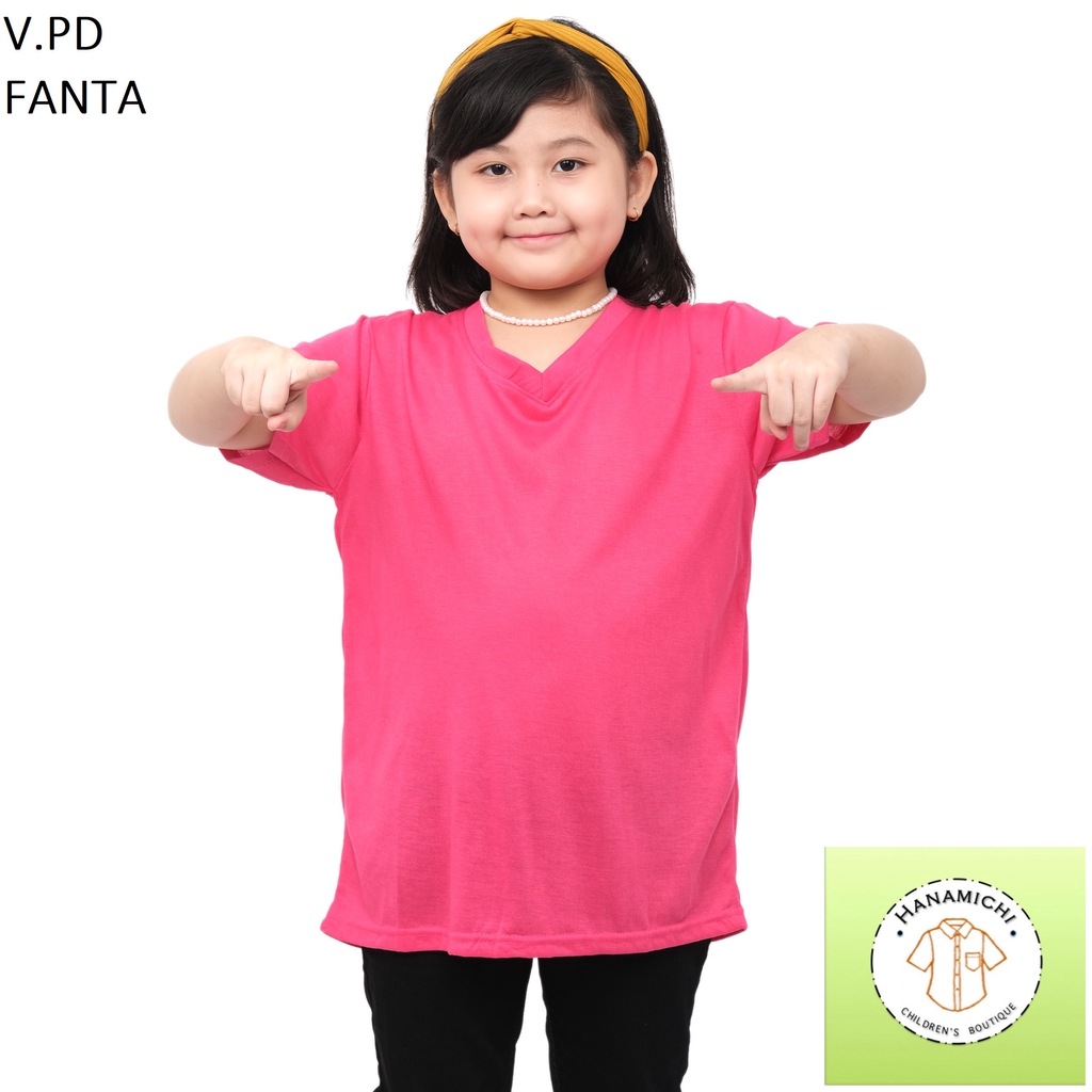 Hanamichi V.PD Kaos V neck Anak Lengan Pendek Polos