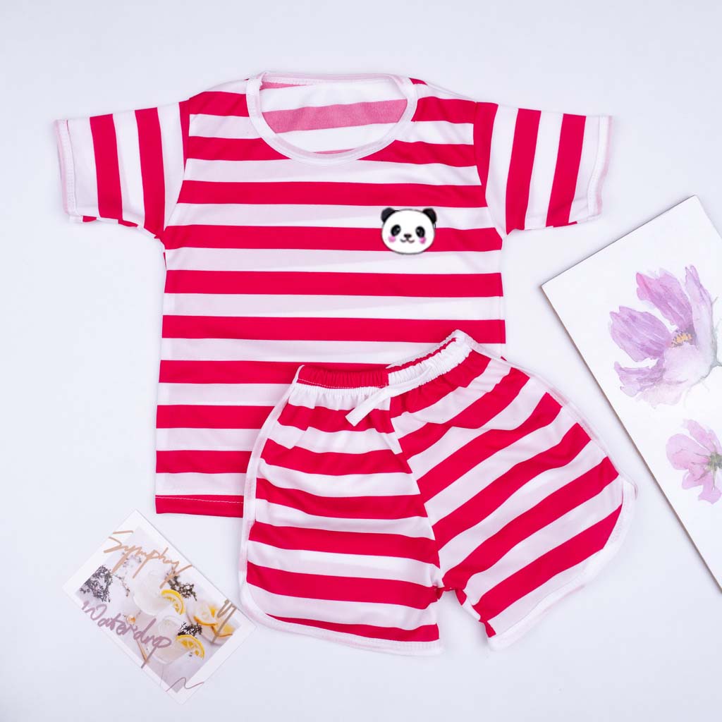 IL  - SETELAN BAJU PLAYSET CUPA CUP ANAK STRIPE PANDA / SETELAN ANAK SALUR / SETELAN UNISEX