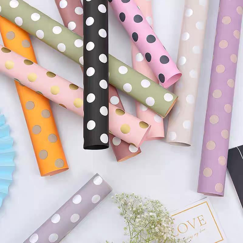 

UJS120 - 5Lembar-Kertas Bunga Buket Dot Bulat/Kertas Buket Bunga Florist Cellophane/Flower Wrapping Paper