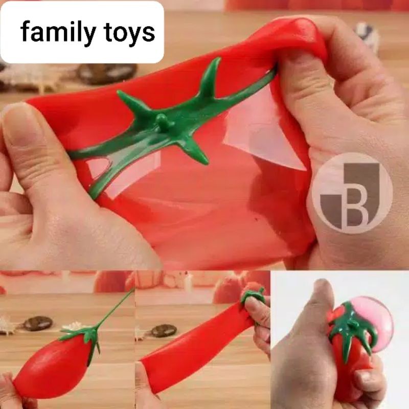 family games Mainan tomat banting lempar pencet squishy tomato anti stress ball toys