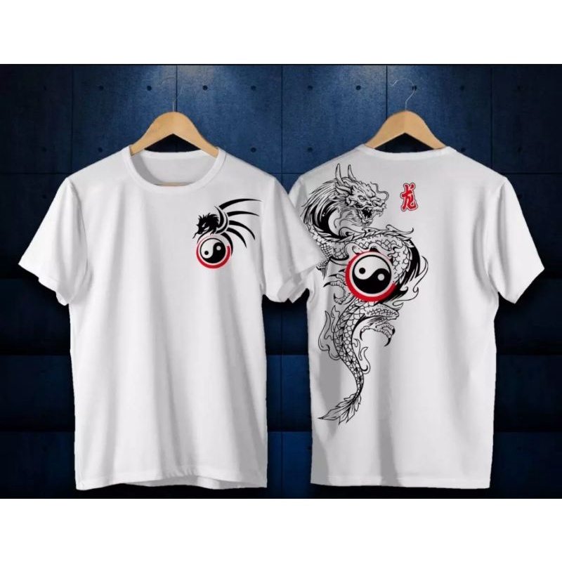 bayar di tempat kaos t-shirt pria motif naga yin yang  kaos distro pria wanita terlaris dan termurah 2022