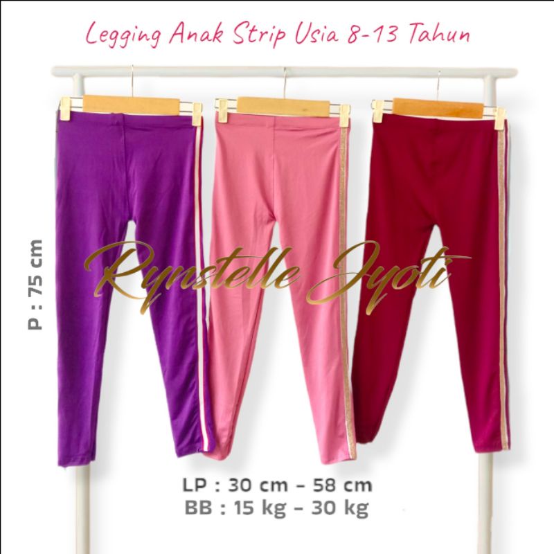 Legging Anak Strip usia 8 - 13 tahun / legging anak Perempuan