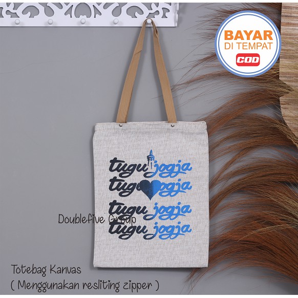 TOTE BAG WANITA TOTEBAG PRIA CANVAS MOTIF GOOD QUALITY WITH RESLETING KODE - 022