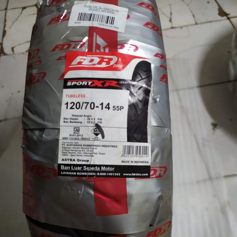 Ban Luar Tubeless 120/70-14 FDR Sport XR Evo Sepeda Motor