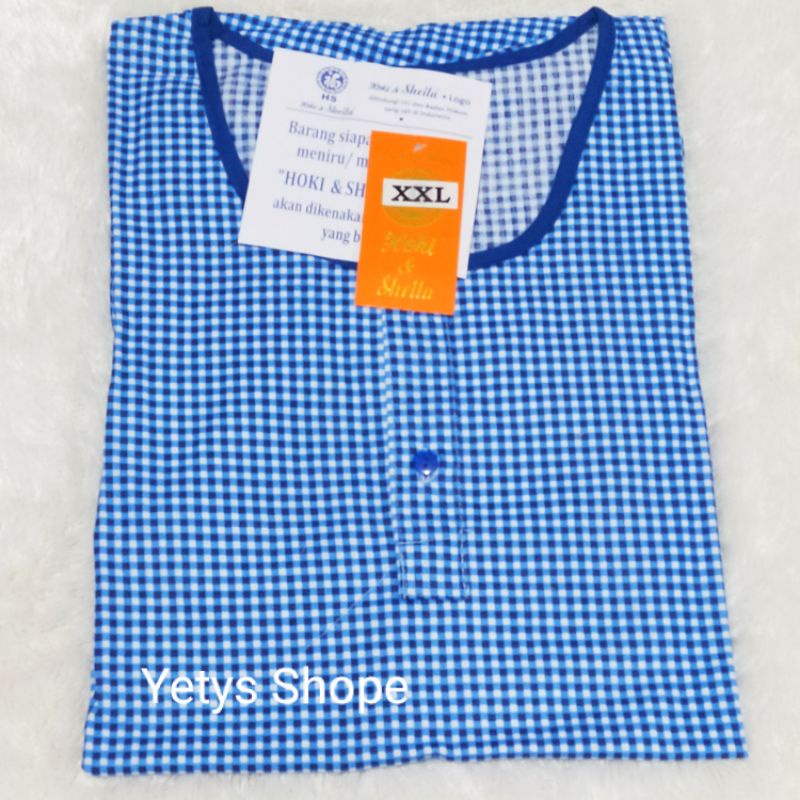 Hoki&Sheila Jumbo LD120 C3/4 Baju Tidur Piyama Fit XXL [Part 1]-Kotak HS Biru