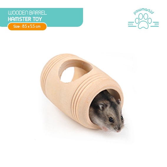 Mainan Kayu Hamster Wooden Barrel