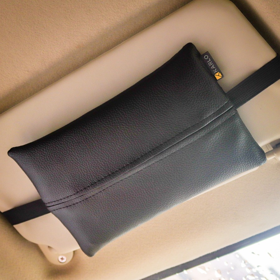 Karlo Tempat Tissue Tisu Mobil Premium Sun Visor Jok Basic Black Hitam