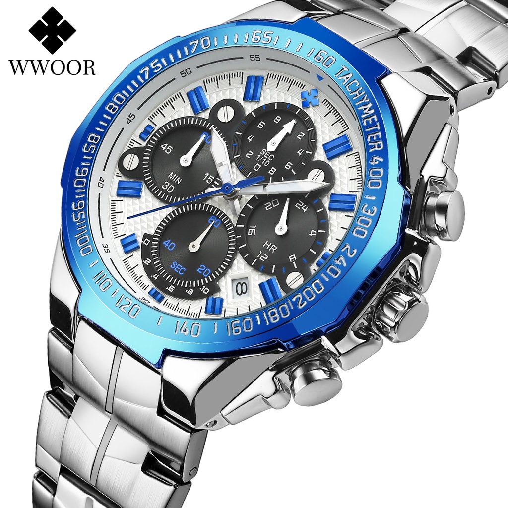 WWOOR Men's Watch Top Luxury Waterproof Sports Casual Watch-8868