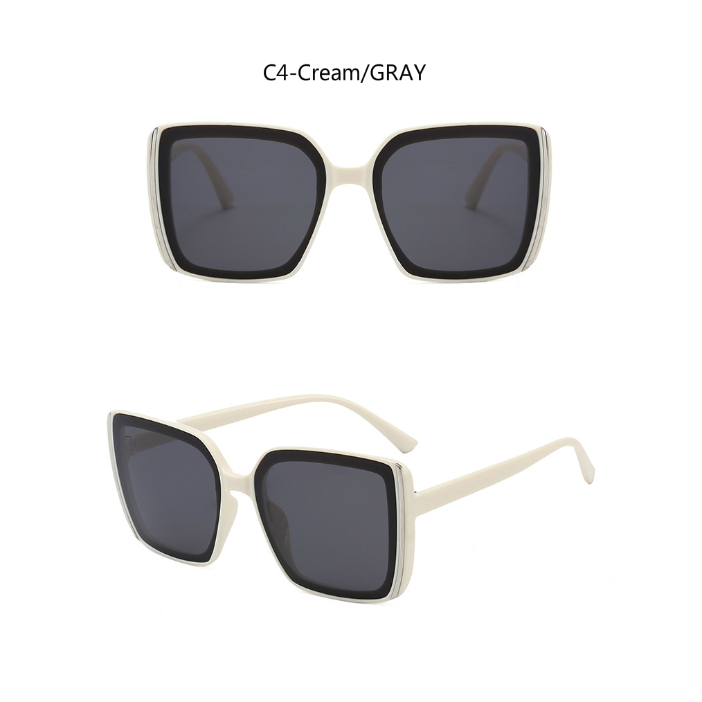 Korean style big frame ins fashion personality square trend silver side sunglasses for men and women