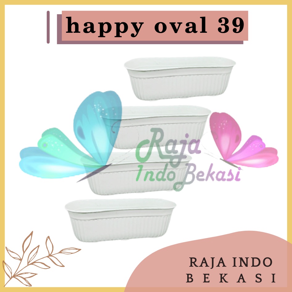 Pot Bunga Happy Oval 39 Putih - Pot Bunga Putih Tanaman Hias Aglonema Bunga Keladi Bukan Pot Tawon