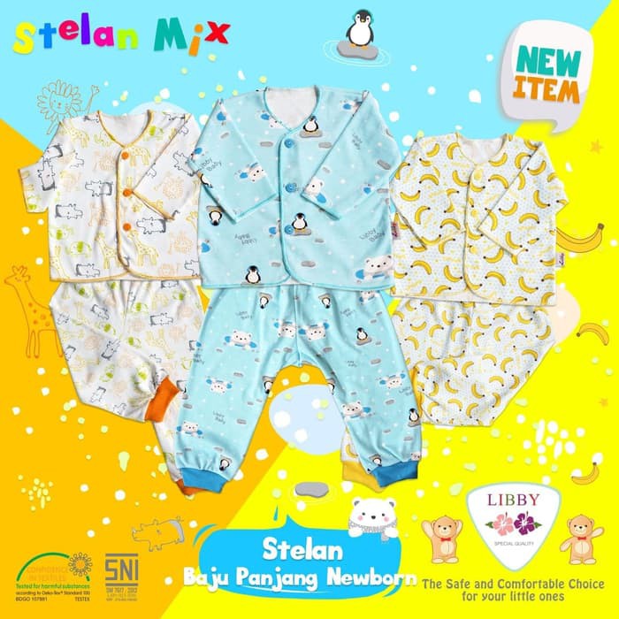 Setelan Libby LIBBY Setelan Baju Panjang Celana Panjang Popok Bayi/Baby (0-3M) Murah