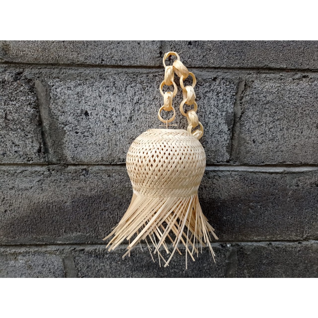 Kap Lampu Bambu Bulat Rumbai - Lampu Gantung - Lamu Hias - Lampu Dekorasi - Lampu Bambu