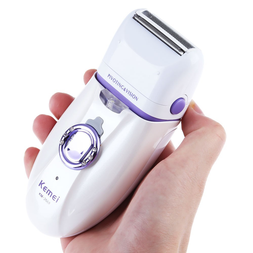 Perawatan Tubuh: KEMEI Alat Cukur Skin-Friendly Penghilang Bulu Elektrik & Rechargeable untuk Wanita