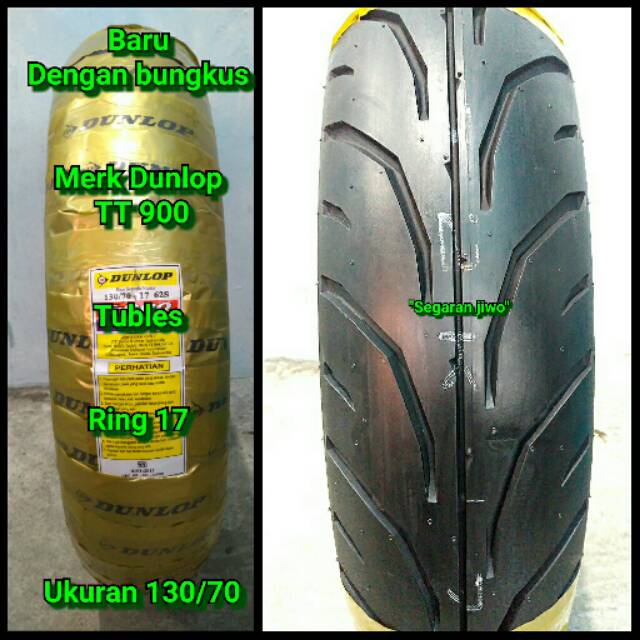 Ban motor tubles ring 17 Ukuran 130/70 Dunlop TT900 Ban belakang Honda CBR 150 cc