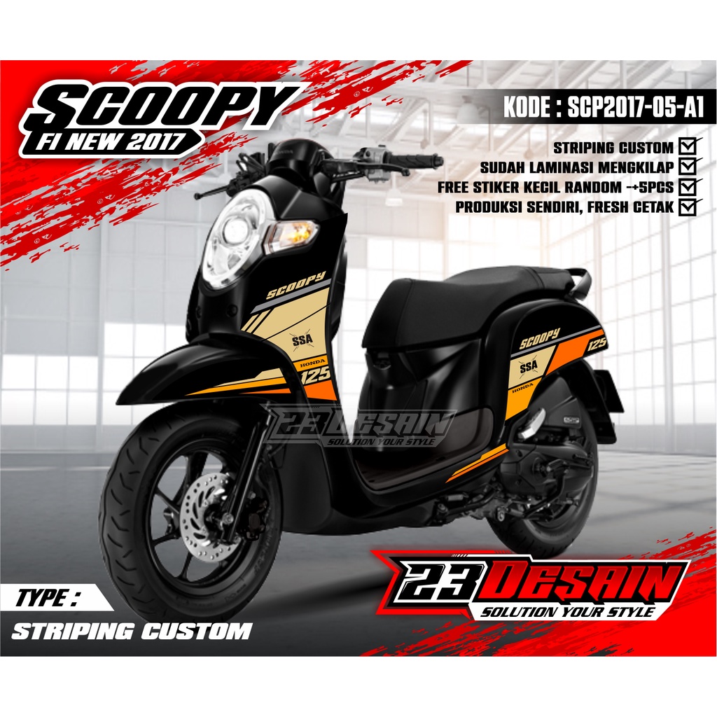 STRIPING STIKER SCOOPY LIST SIMPLE  STRIPING SCOOPY 2017 DECAL SCOOPY CUTTING SCOOPY RACING CREAM SC