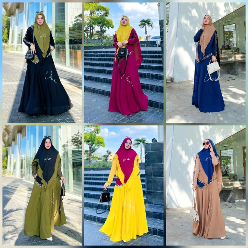 Gamis Maira Syar'i By Viendra Original Ceruty Babydoll Crinkle Mix Jersey Ity Terbaru Dres Muslim Le