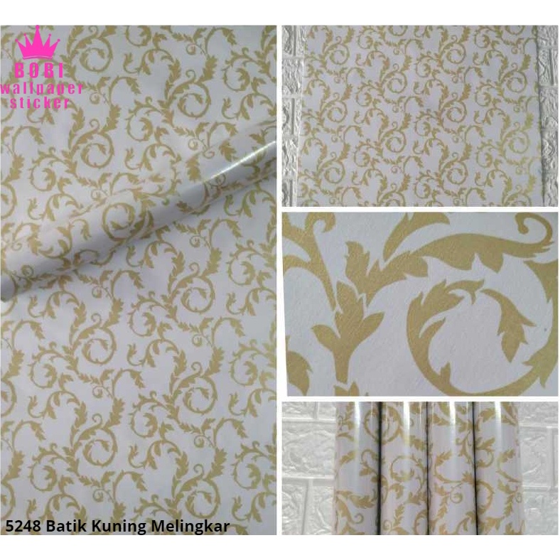 Wallpaper Sticker 5248 Kuning Batik Melingkar  / Wallpaper New 2021 / Ukuran 9mx45cm