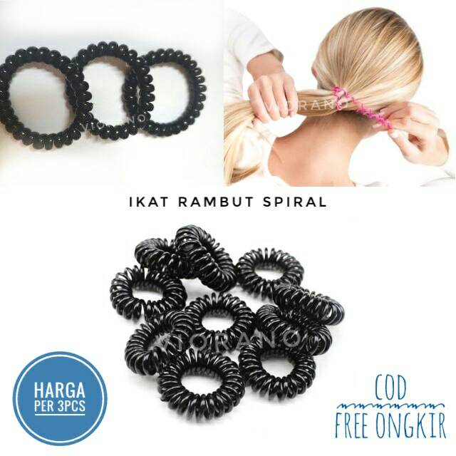 3Pcs Ikat Rambut Elastis Karet Bentuk Spiral Karet Rambut Cewek Kabel Tebal Murah Ukuran 5cm