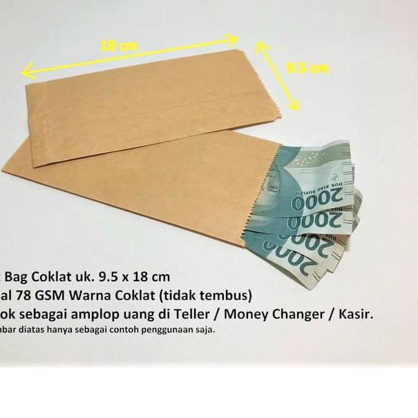 

☏ Paperbag Flat Kantong Kertas Coklat 9,5x18 (S) Money Amplop Duit ☜