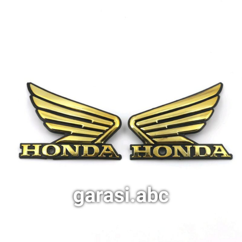 Emblem Badge Body Honda Wing Timbul 3D Sticker Stiker Tulisan Logo Krom Chrome Vario Beat Supra X Street CB R 70 3 D Dimensi Silver Scoopy PCX Gold Wing