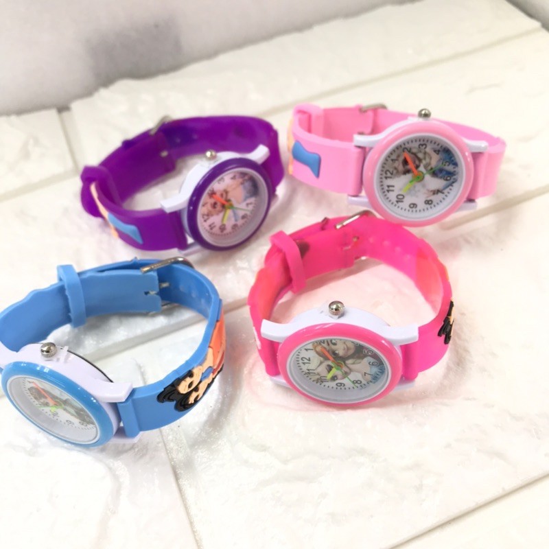 JAM TANGAN ANAK FROZEN KARET RING WARNA