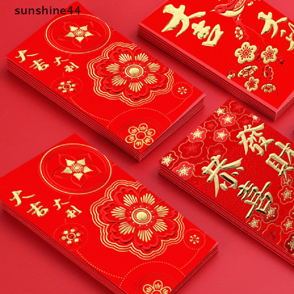 Sunshine 6Pcs Amplop Angpao Tahun Baru Cina / Imlek Gambar Harimau Warna Merah