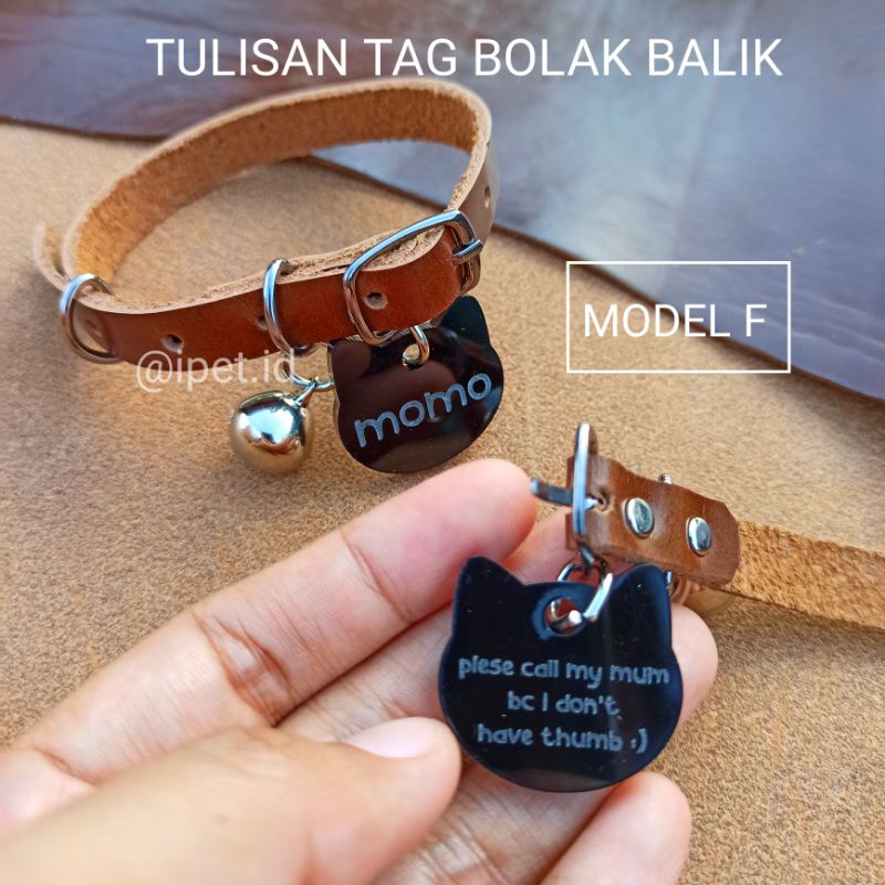 KALUNG KUCING NAMA CUSTOM KULIT ASLI PLUS LONCENG