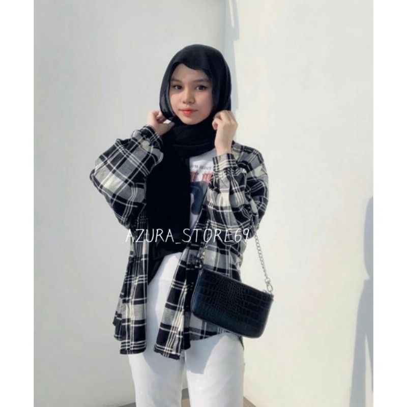 kemeja fashion atasan flanel import distro premium unisex lengan panjang kemeja wanita outer kekinian