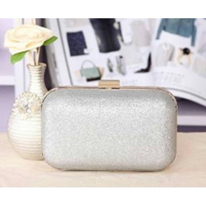 Tas Pesta - Clutch - Glitter Silver