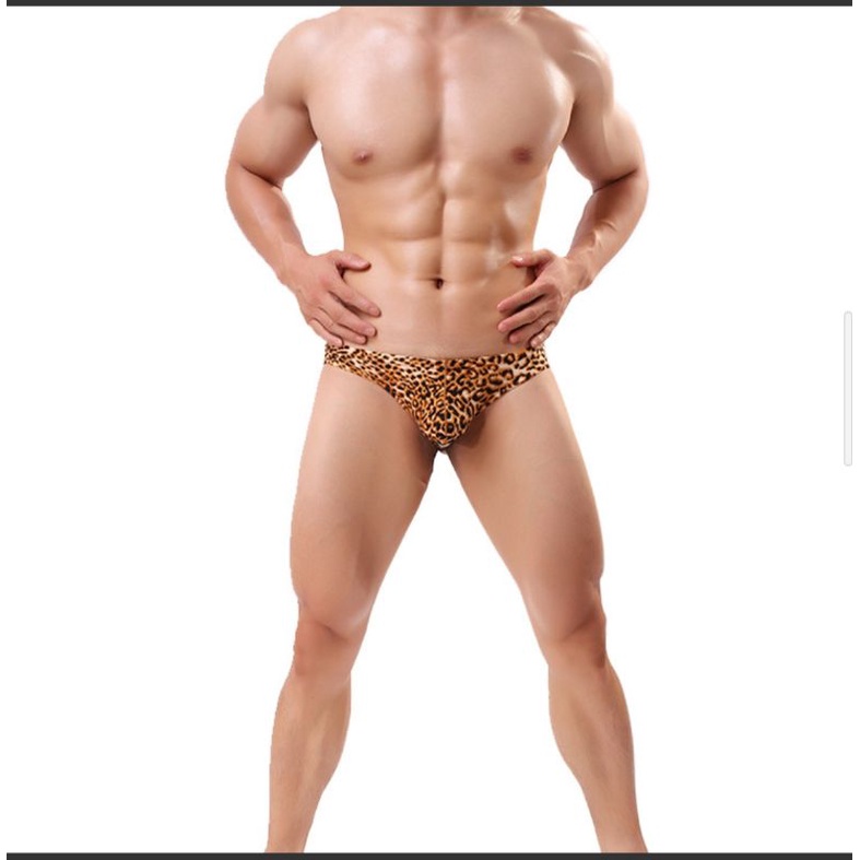 T02 G string Pria motif leopard Army tentara macan tutul celana dalam thong panty laki laki