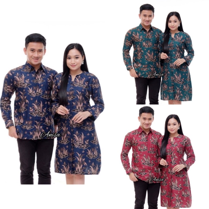 BATIK COUPLE PASANGAN SATUAN FORMAL DRESS KEMEJA TUNIK KERJA KANTOR PESTA PRIA WANITA CEWEK COWOK