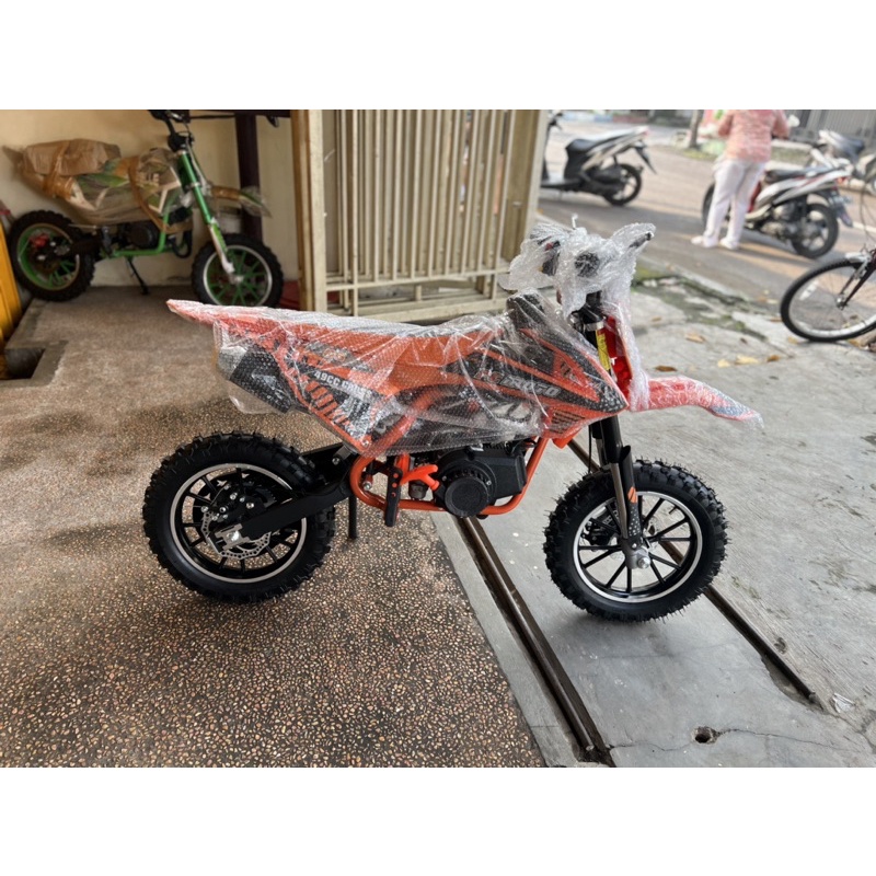 mini motor trail merk pc moto PC 07 2Tak 50cc Double starter Double knalpot