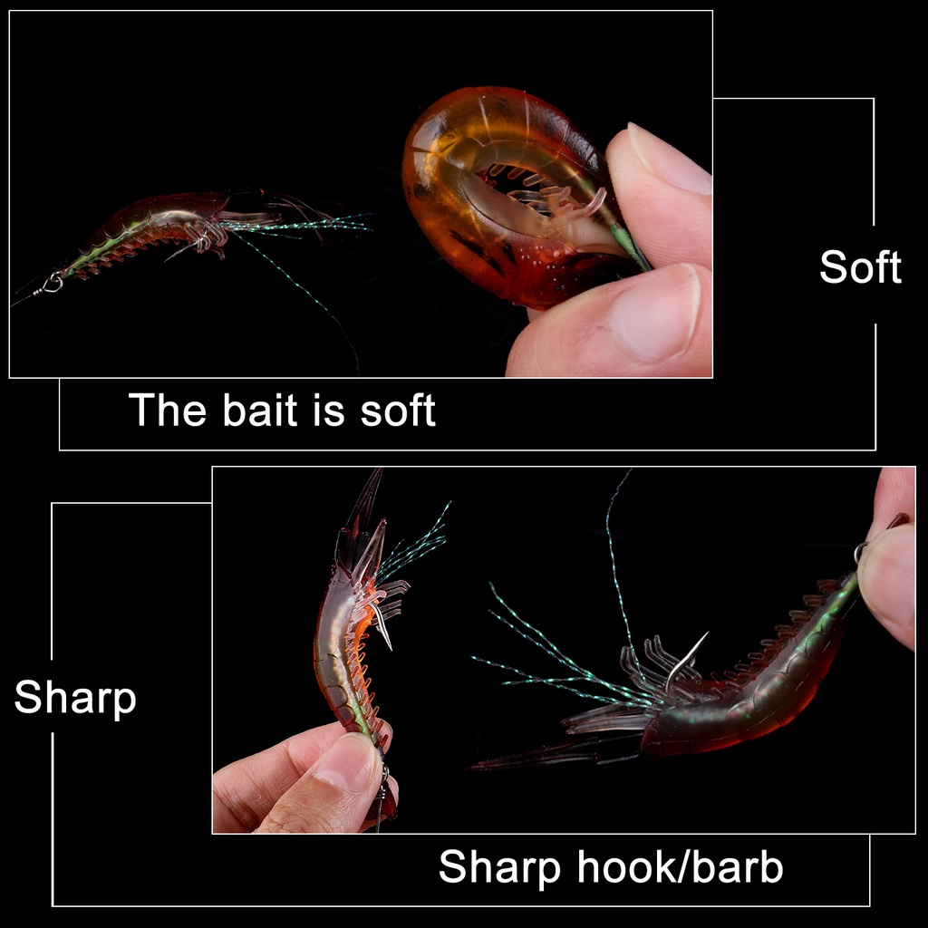 Sougayilang 5 Cm/9 Cm Lembut Udang Umpan Lembut Memancing Umpan dengan Hook Wobbler Silikon Bersinar Memancing Umpan untuk Di Luar Ruangan Memancing