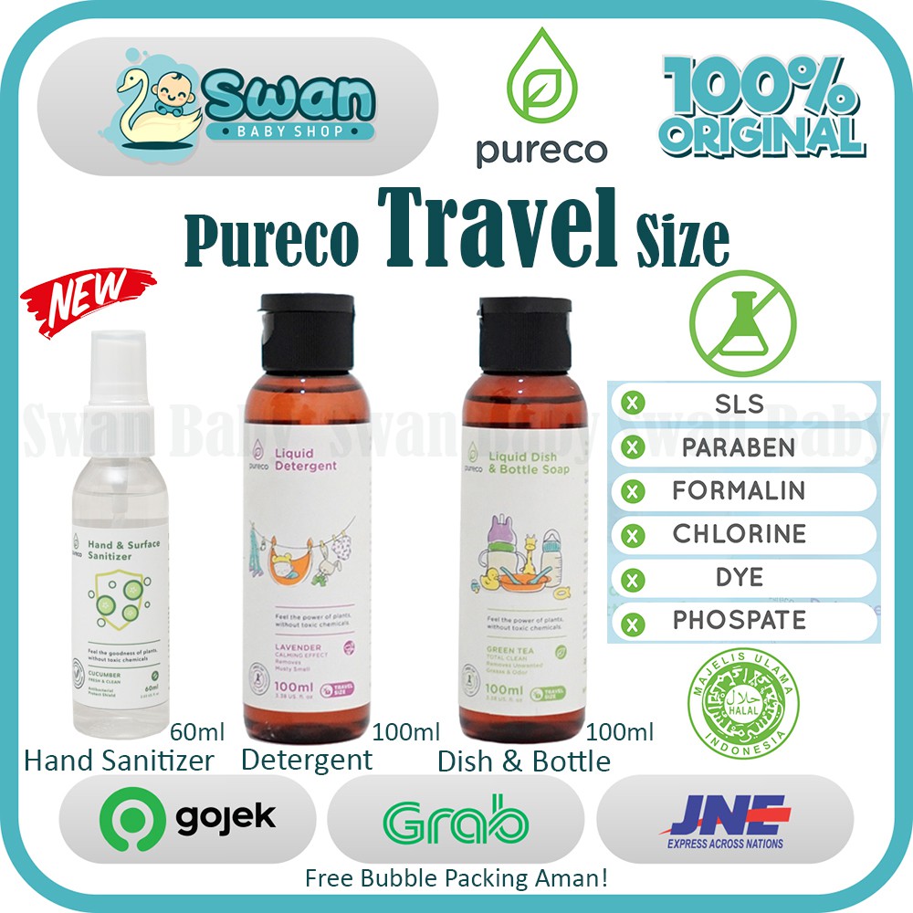 Pureco Travel Size ( Hand Sanitizer / Liquid Detergent / Liquid Soap )