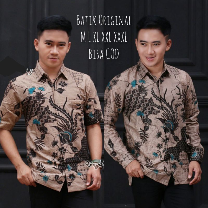 Batik Pria Lengan Panjang Gus Azmi BATIK AZMIL HRB026 motif KERATONAN Kode 002 size M L XL XXL Regul