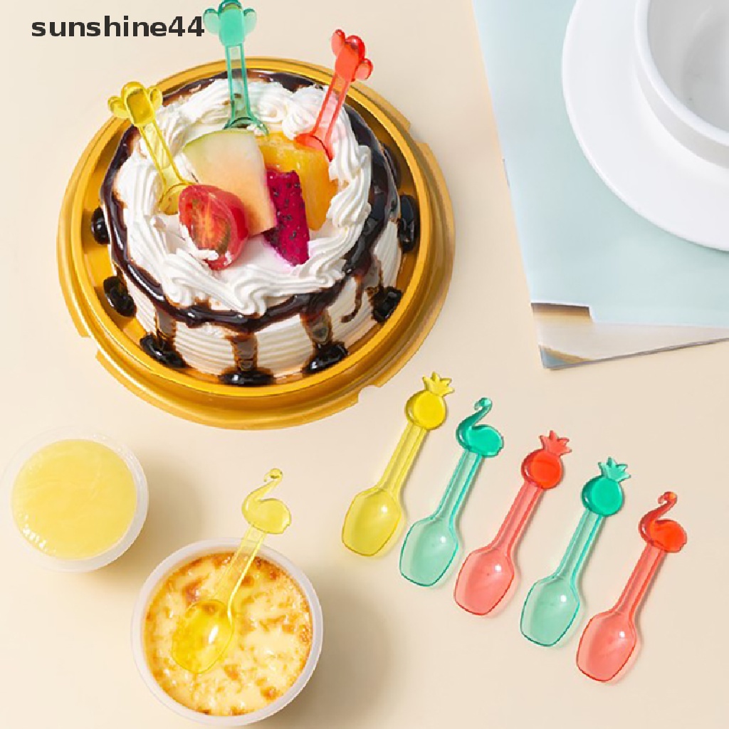 Sunshine 9Pcs Sendok Es Krim / Buah / Kue / dessert Mini Lucu Untuk Piknik